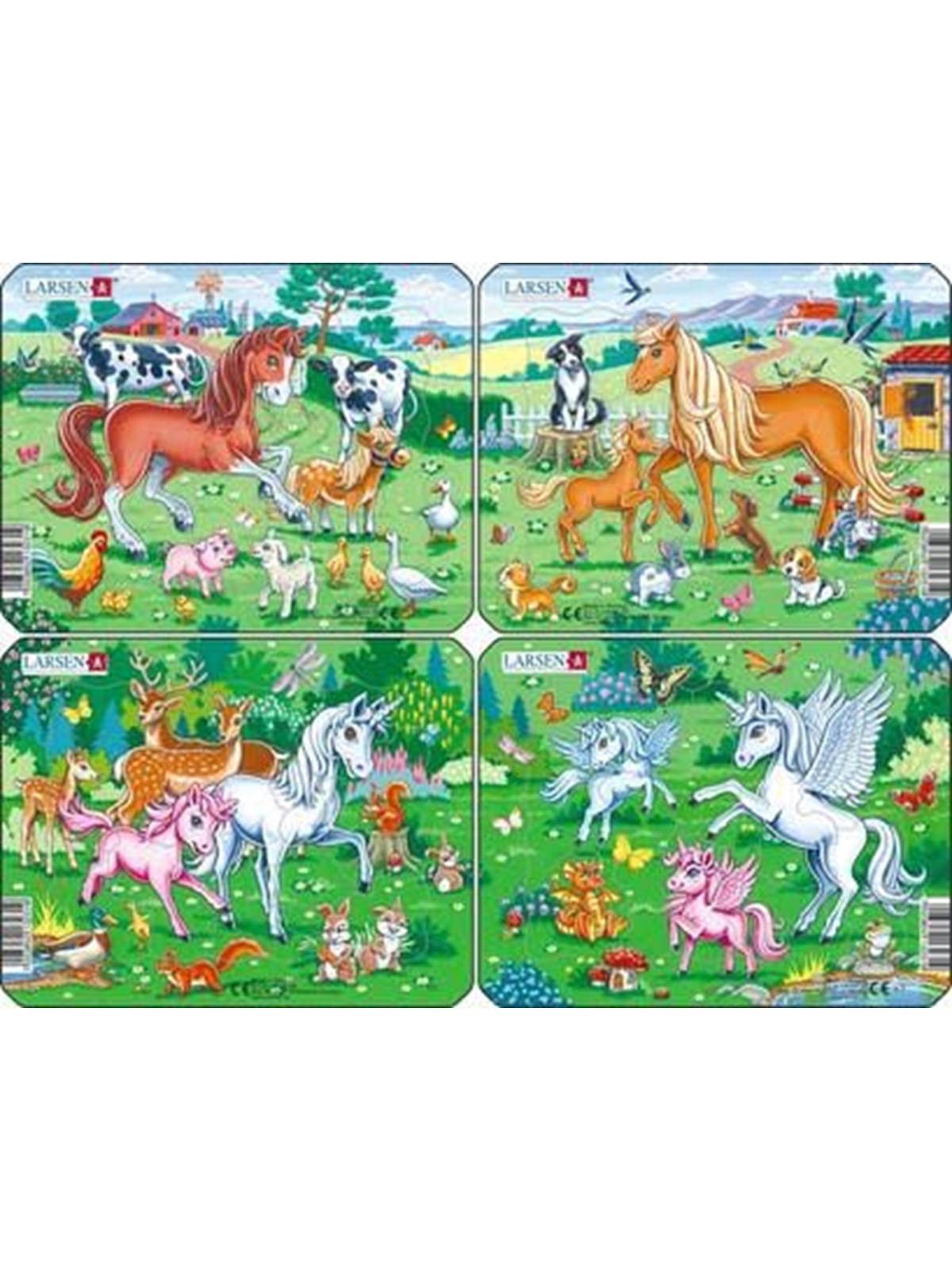 Larsen Puzzles Ponies Unicorns and Friends Puzzle 4 assorted designs - 11 pieces Mini (18.3 x 14.3 cm) 2D Puzzles