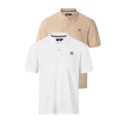 Kurzarmhemd VINSON "VINSON Polo shirt VMMike", Herren, Gr. XXL, Normalgrößen, weiß, humus, Obermaterial: 100% Baumwolle, Hemden