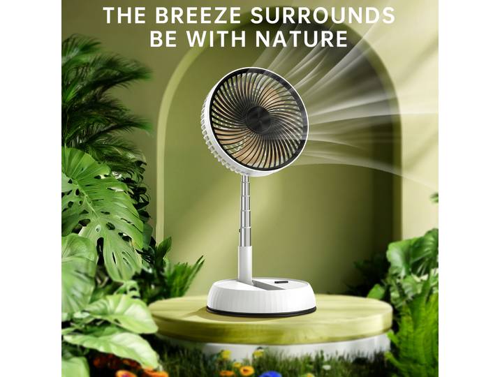 Ventilateur pliant portable 5400mAh USB avec télécommande, refroidisseur d'air silencieux rechargeable sans fil, ventilateur sur pied pour extérieur et maison