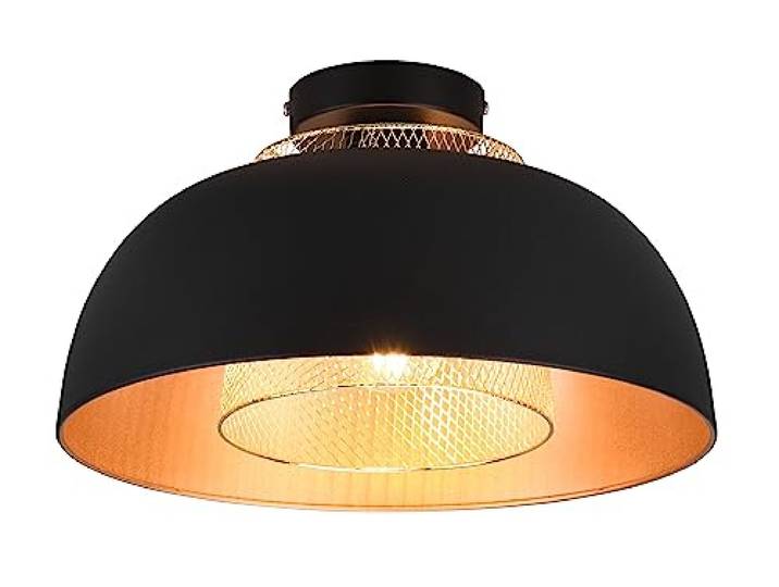 Reality\, Plafonnier\, Punch 1xE27\, max.40\,0 W Corps: Métal\, noir mat Ø:35\,0cm\, H:20\,5cm IP20\,Sans illuminant