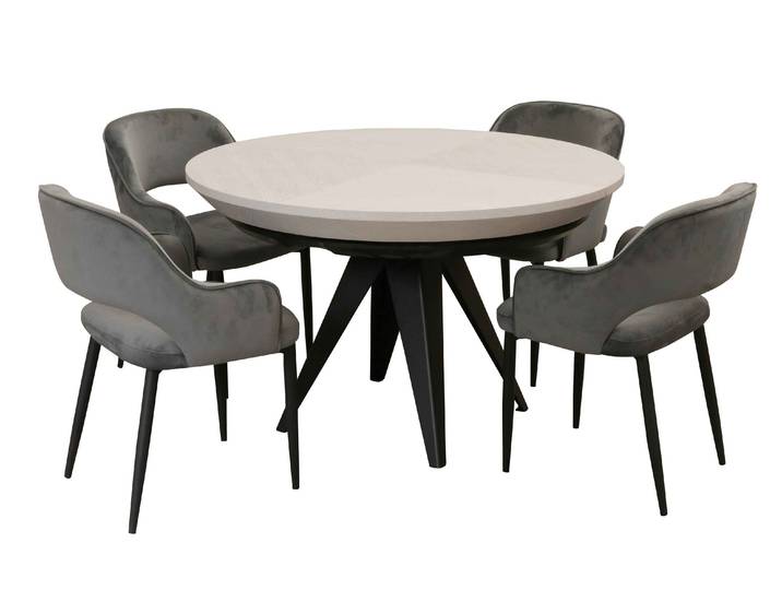 Ausziehbarer Esstisch GLOBO Weiß Für Wohnzimmer und Esszimmer 120-220 x 120 x 76 cm, Rund