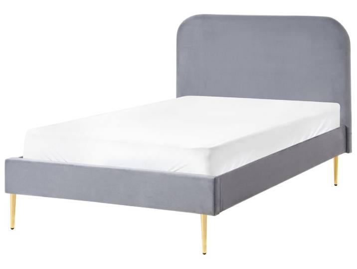 Lit double en tissu gris 120x200