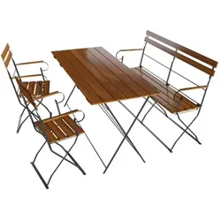Lex Biergarten Set Sitzgruppe Biergartenmöbel Armlehne Bank Stuhl Tisch 120x70 4tlg.