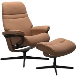 Stressless Sessel mit Hocker Sunrise Cross Leder Braun Batick Latte M (Medium)