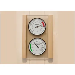 Weka Holzbau, Sauna Zubehör, Sauna Hygro- und Thermometerset Weka mit Glasplatte und Holzrahmen