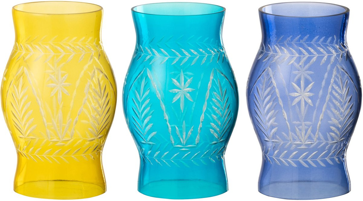 J-Line windlicht Tarifa glas mix 3 stuks