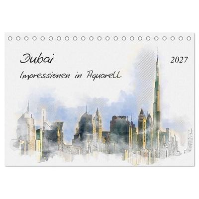 Dubai - Impressionen in Aquarell (Tischkalender 2027 DIN A5 quer), CALVENDO Monatskalender