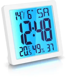 BEARWARE Digitalwecker, Licht, Temperatur, Luftfeuchtigkeit, Datum, Uhrzeit, Snooze, LCD, für Zuhause & unterwegs