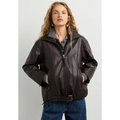 Wintermantel PEPE JEANS "Wintermantel LINA", Damen, Gr. XS, braun (trail braun), 100% Polyurethan, Mäntel Wintermantel