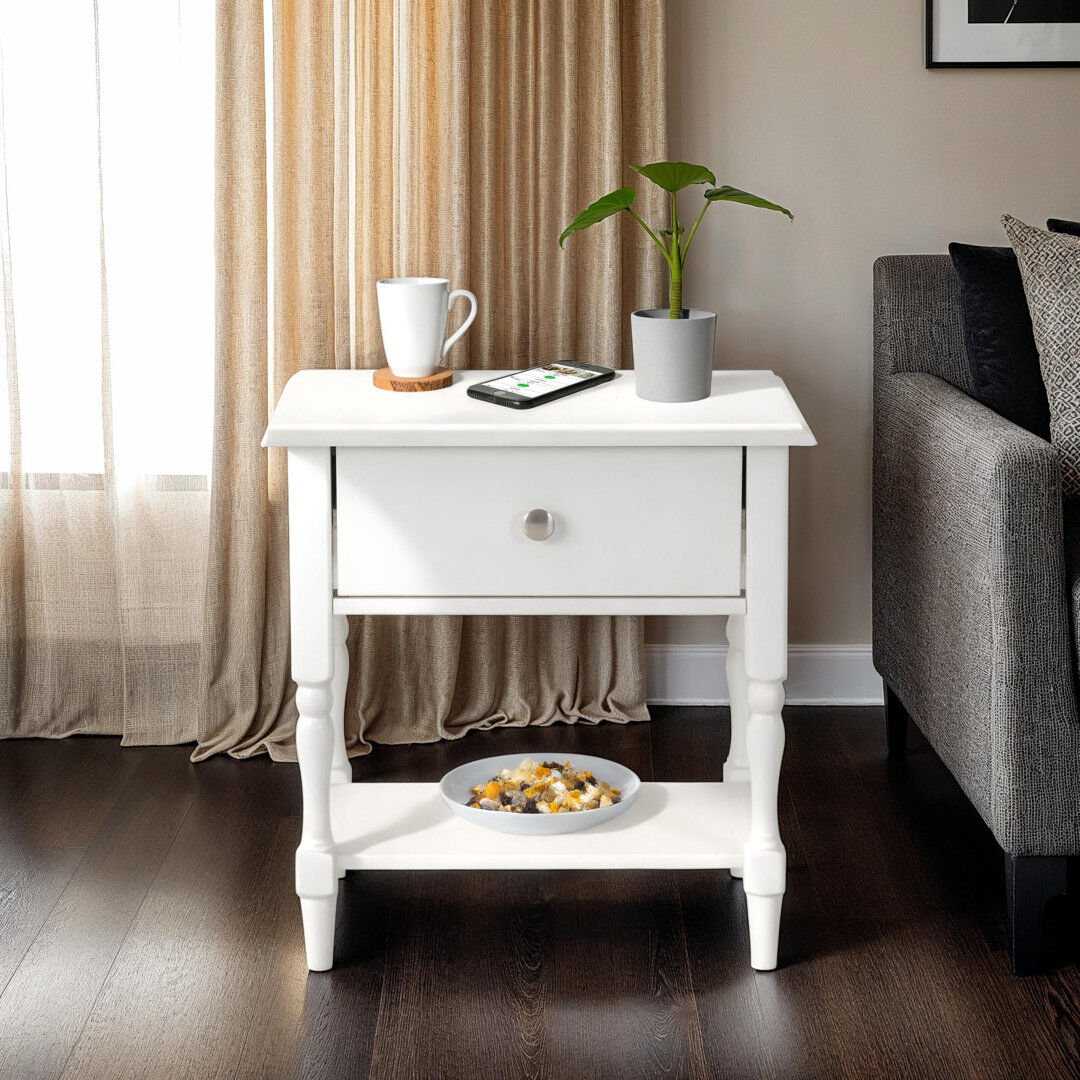 Lark Manor Clarita Side Table White 52cm H X 50cm W X 40cm D