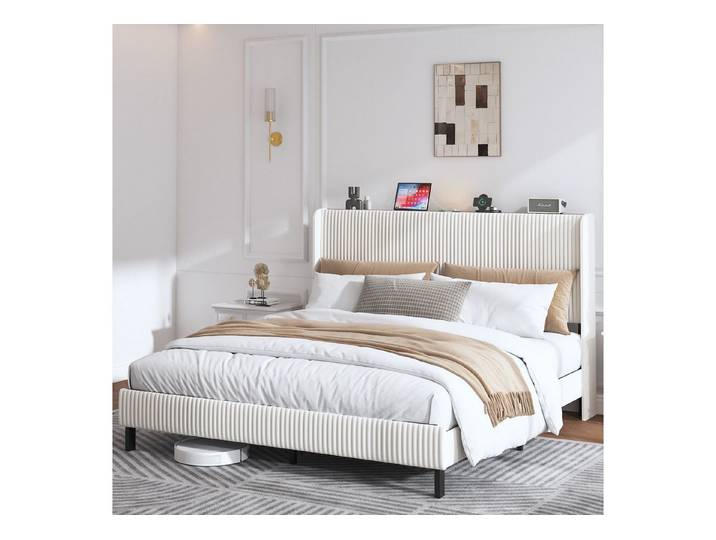 OKWISH Polsterbett Gepolstertes Plattformbett (mit Flügelkantendesign, 1-tlg., 180*200)