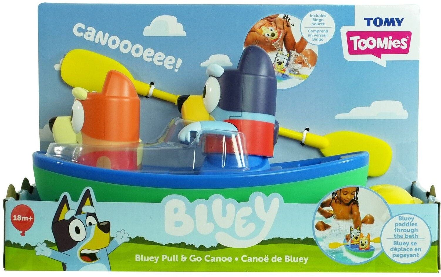 TOMY Toomies Bluey Pull ; Go Canoe Bath Toy for Babies - Encourages Imaginative Storytelling and Fine-Motor Development