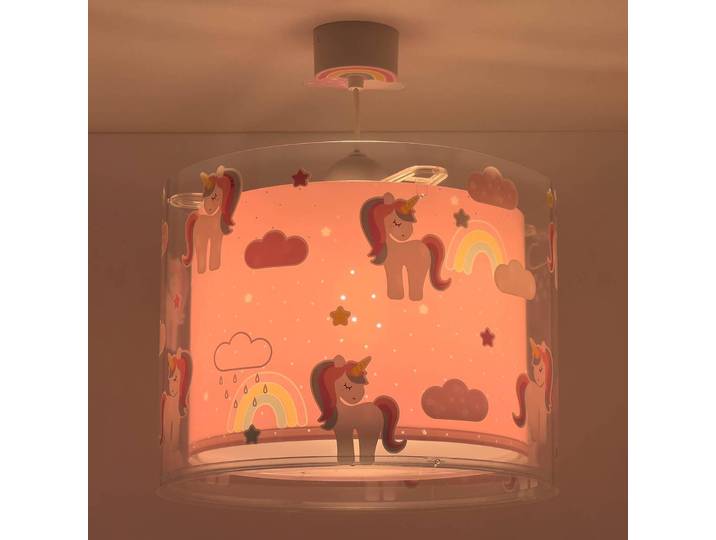 Kinderkamer hanglamp UNICORNS, dimbaar, paars / roze / rose, Kinderkamer, Kunststof, hanglamp