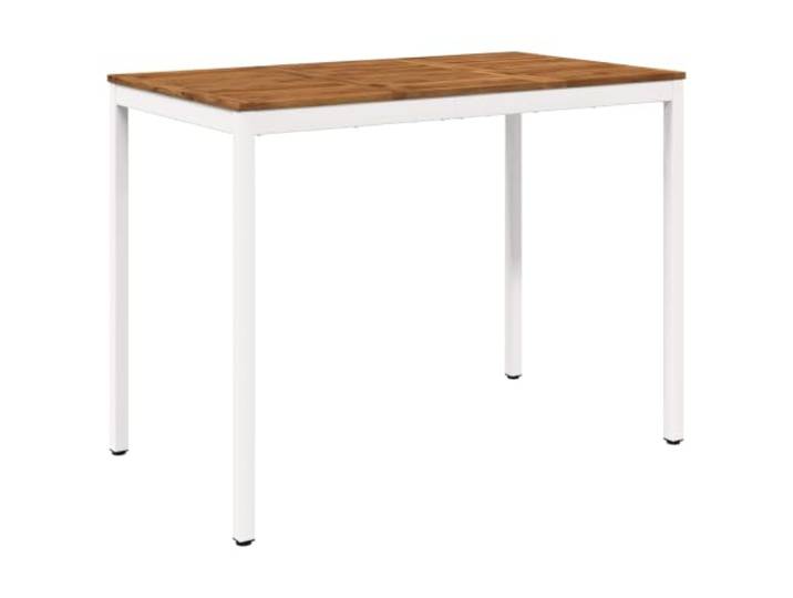 Gartenbar-Tisch aus Akazienholz mit Stahlbeinen, 141 x 80,5 x 105 cm, Massives Akazienholz, Stahlbeine, duale Nutzung als Bar- und Esstisch, einfache Reinigung mit feuchtem Tuch