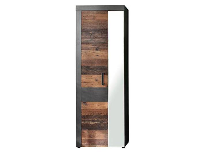 trendteam smart living - Indy - Garderobenschrank - Graphit Grau/Alteiche - Kleiderschrank mit 5 Einlegeböden - (BxHxT) 65 x 192 x 34 cm - ausziehbare Kleiderstange