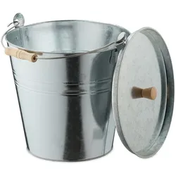 Relaxdays Ascheeimer mit Deckel 12,5 Liter Hellbraun,Silber