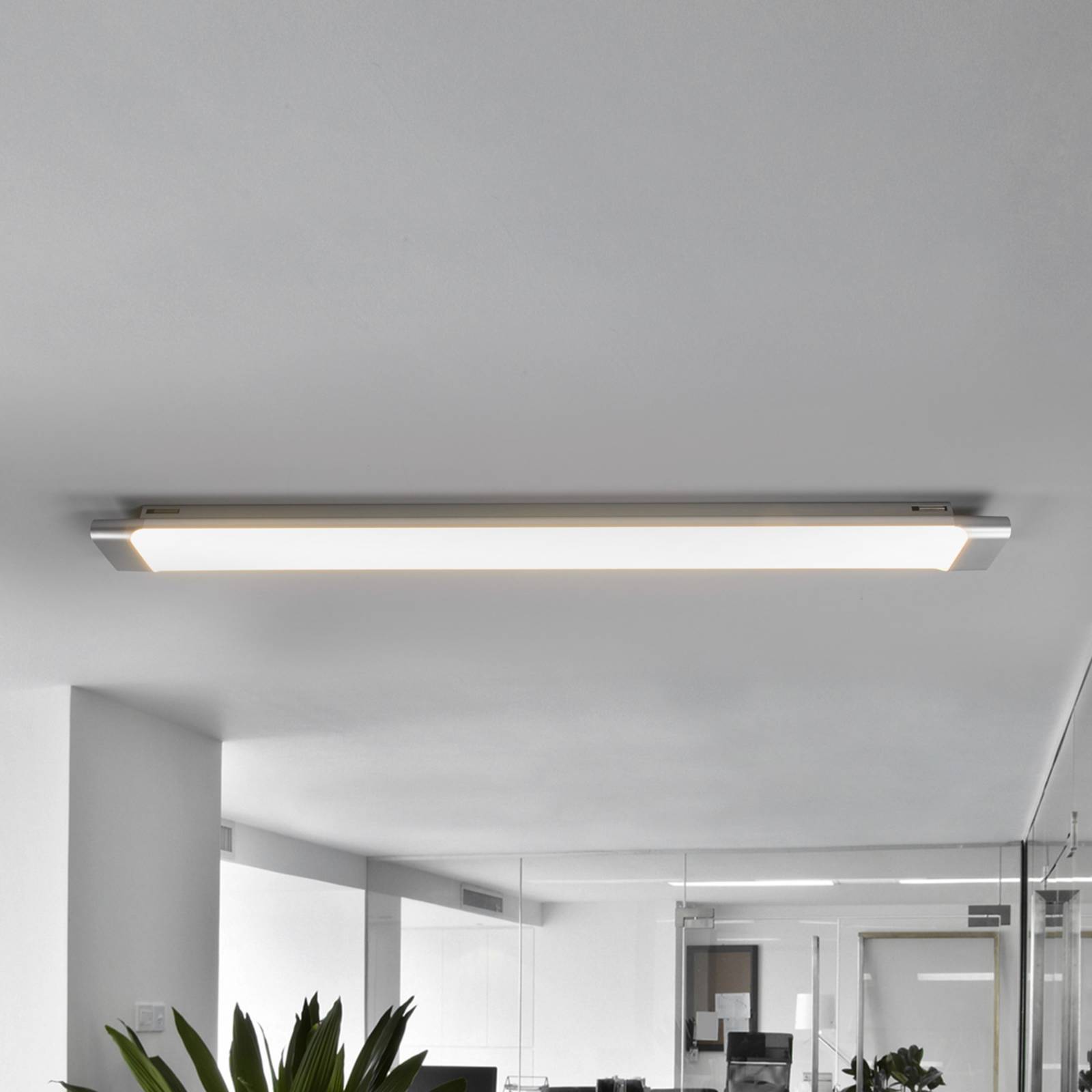 LED Ceiling Light Vinca Arcchio, Alu / grey / zinc, Workroom / Office, Plastic, Modern, Ceiling Light