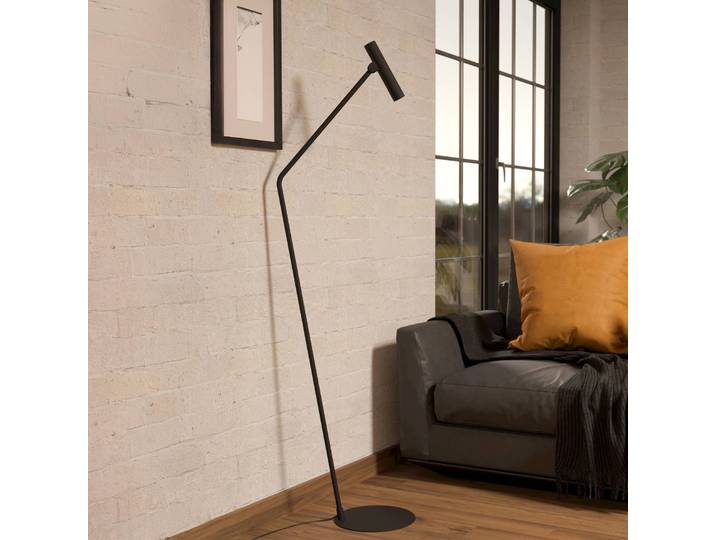 LED-vloerlamp Almudaina, zwart, Woon-/ Eetkamer, metaal, Modern, LED vloerlamp