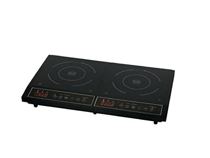 Tarrington House Doppel-Induktionskochplatte, Edelstahl/Glaskeramik, mit LED-Anzeige, Timer, 3500 W, schwarz