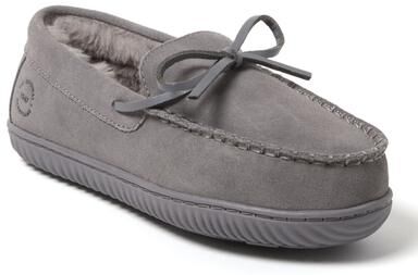 Women's Harriet Genuine Suede Moccasin by Dearfoams in Grey (Size 11 M)