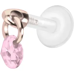 PTFE Labret mit Innengewinde + Titan-Aufsatz RUNDER KRISTALL