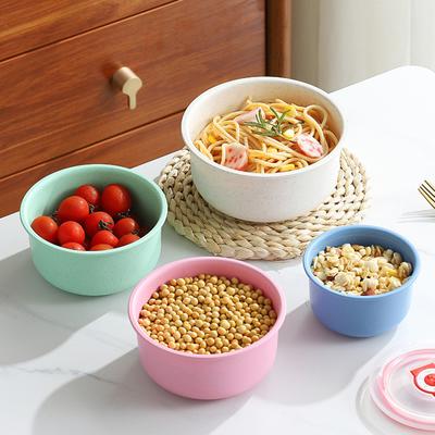 Perfect Picks Market Eco Friendly Wheat Straw Lunch Box Set Piece Microwaveable Storage Bowls With Lids 3pcs Pink