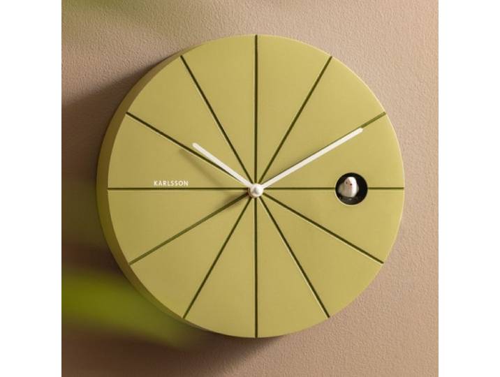 Wandklok Destacado Cuckoo olijfgroen met luxe groen