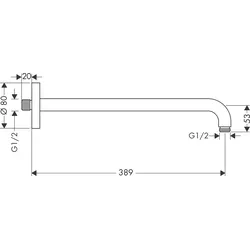Hansgrohe Brausearm DN15 389mm Ausladung 90 Grad chrom ohne Kugelgelenk