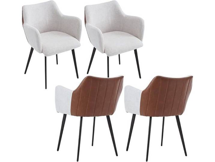 WAHSON Chaise de Salle à Manger Lot de 4 Chaise Salle à Manger Chaise Loisirs avec Accoudoirs et Dossier pour Cuisine Lin Beige