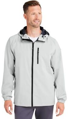 HUK H400148 Men's Rover Rain Jacket in Harbor Mist size Small   92% polyester, 8% spandex