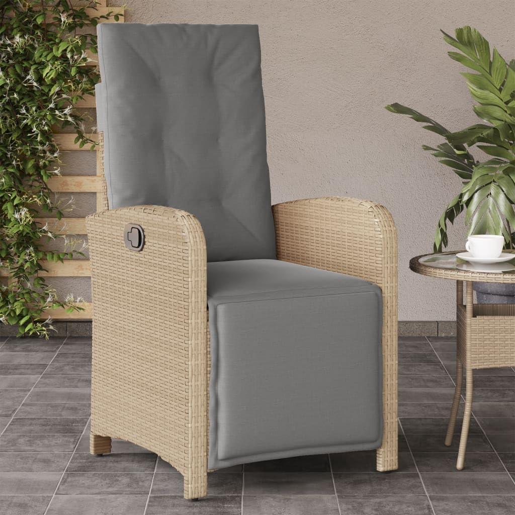 Verstellbarer Gartensessel & Gartenstuhl Beigemischung PE-Rattan Gartenstühle Garten stühle für Garten, Balkon, Terrasse (57 x 61 x 93 cm)