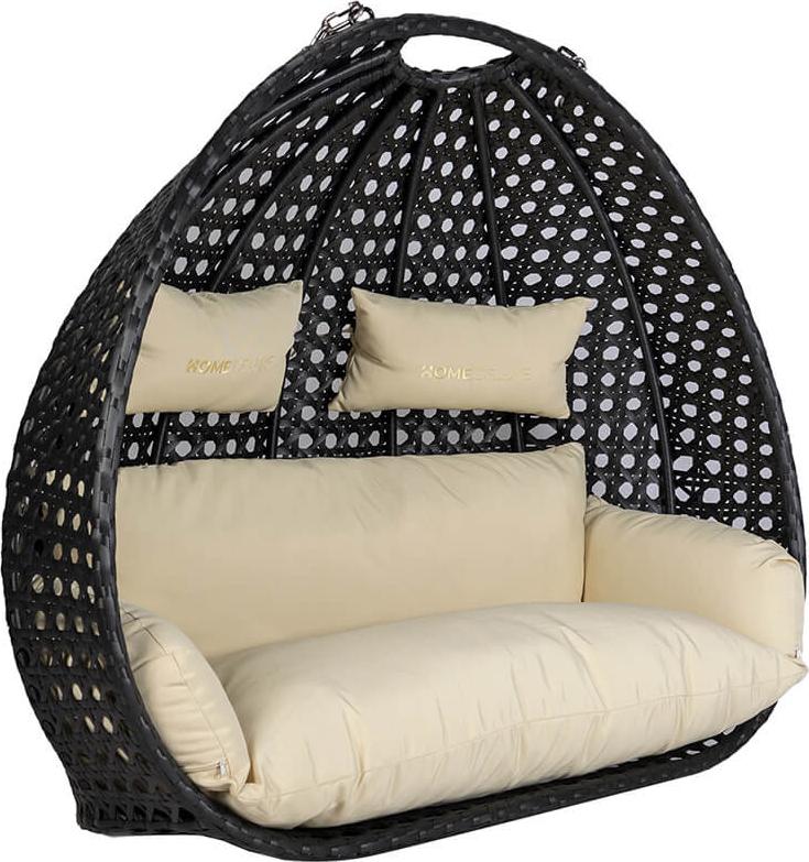 HOME DELUXE Polyrattan Hängesessel TWIN DELUXE - nur Korb und Kissen | Hängekorb, Hängestuhl, Gartenmöbel, Gartenschaukel, Rattanmöbel