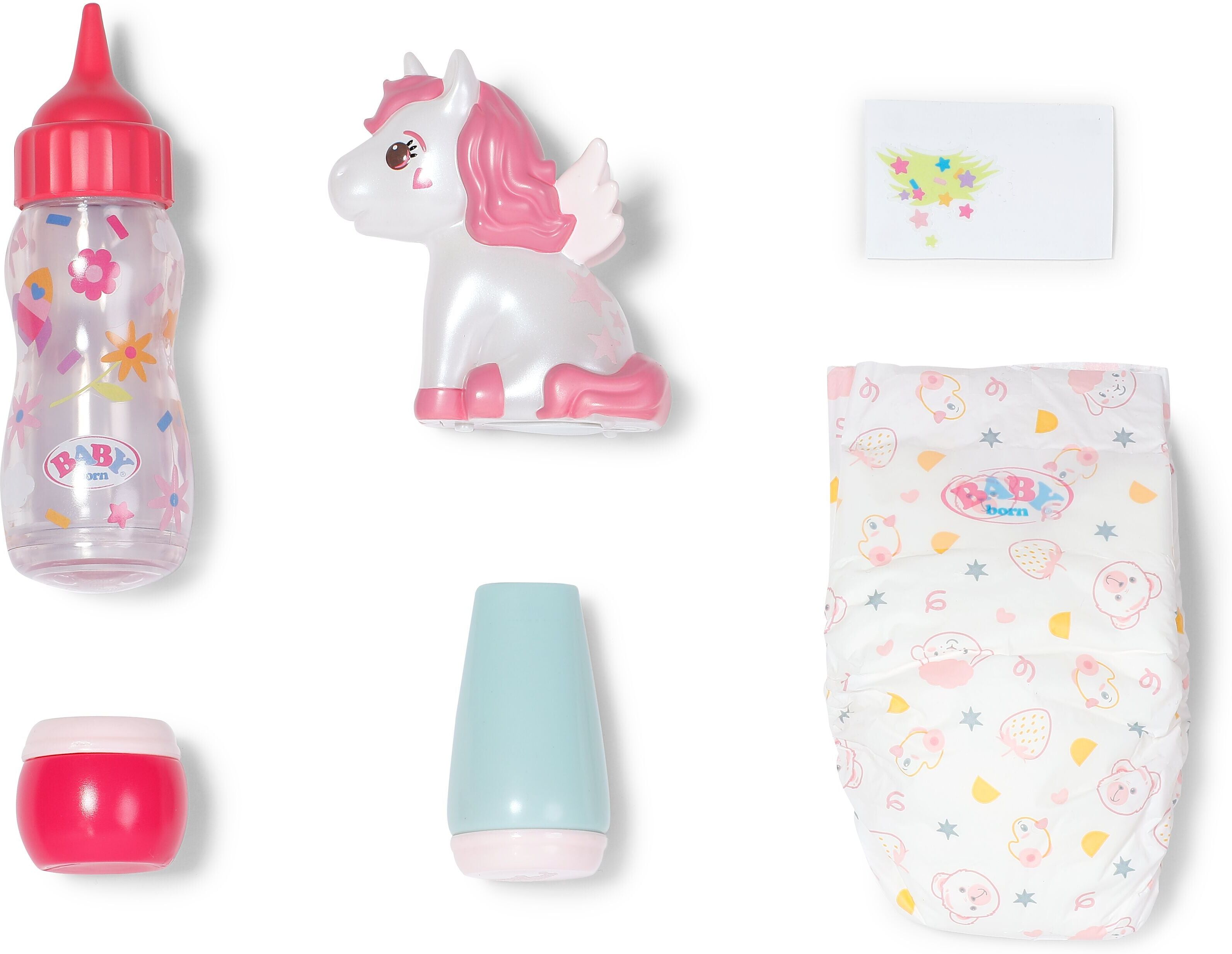 Zapf Creation BABY born Unicorn Bedtime Essentials Doll Accessory Set - Includes Unicorn Night Light, Nappy & Bottle - Suitable for BABY born Dolls up to 43 cm