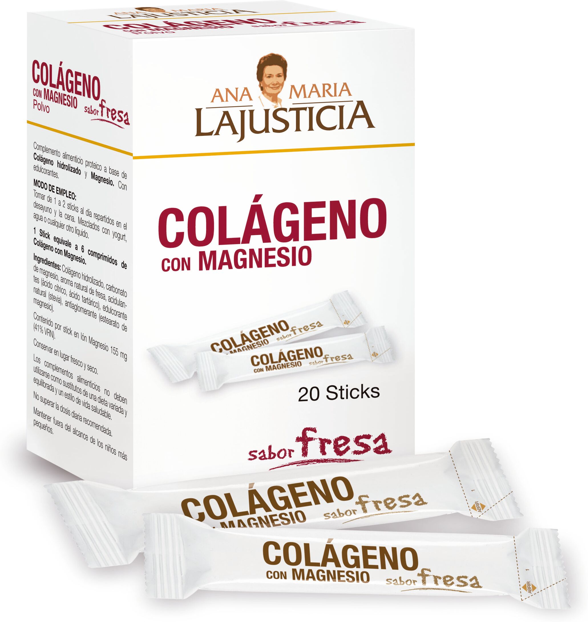 Ana María Lajusticia Collagen with Magnesium Strawberry Flavor 20