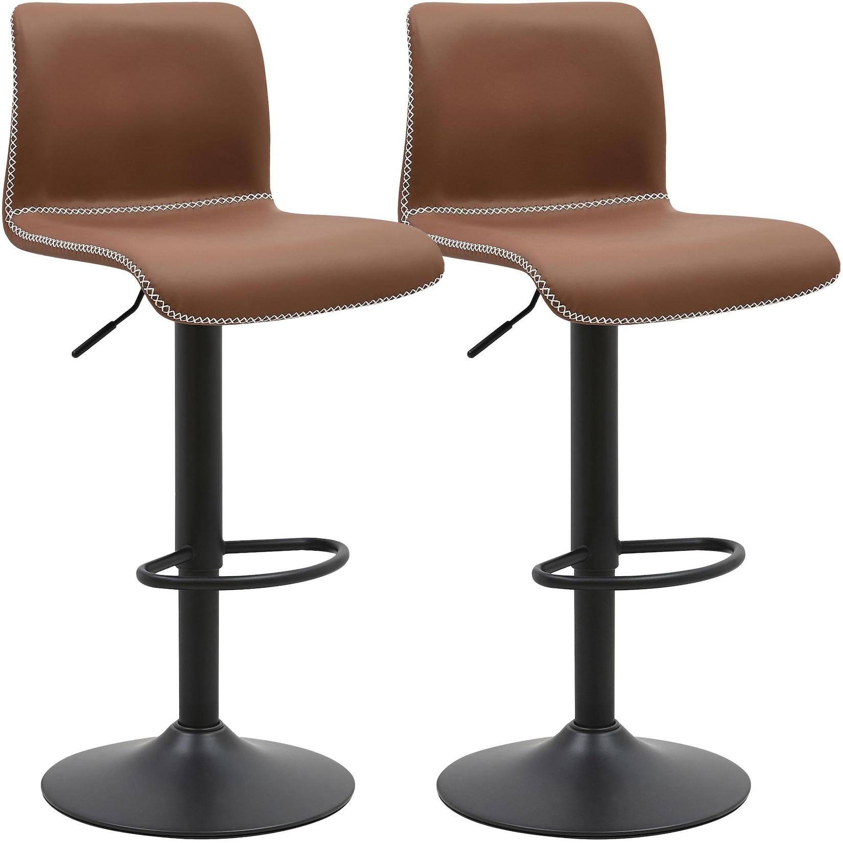 CLP 2er Set Barhocker Henchy Kunstleder - Farbe: braun