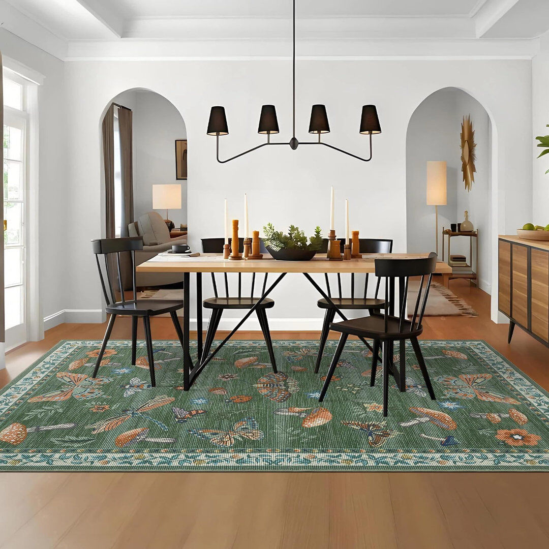 Latitude Vive Rectangle Floral Washable Area Rug Green 140*200cm