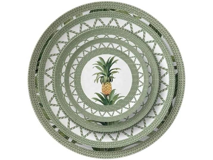 Quality Elegance Luxuriöses Geschirrset – Ananas Design mit grünen Blättern