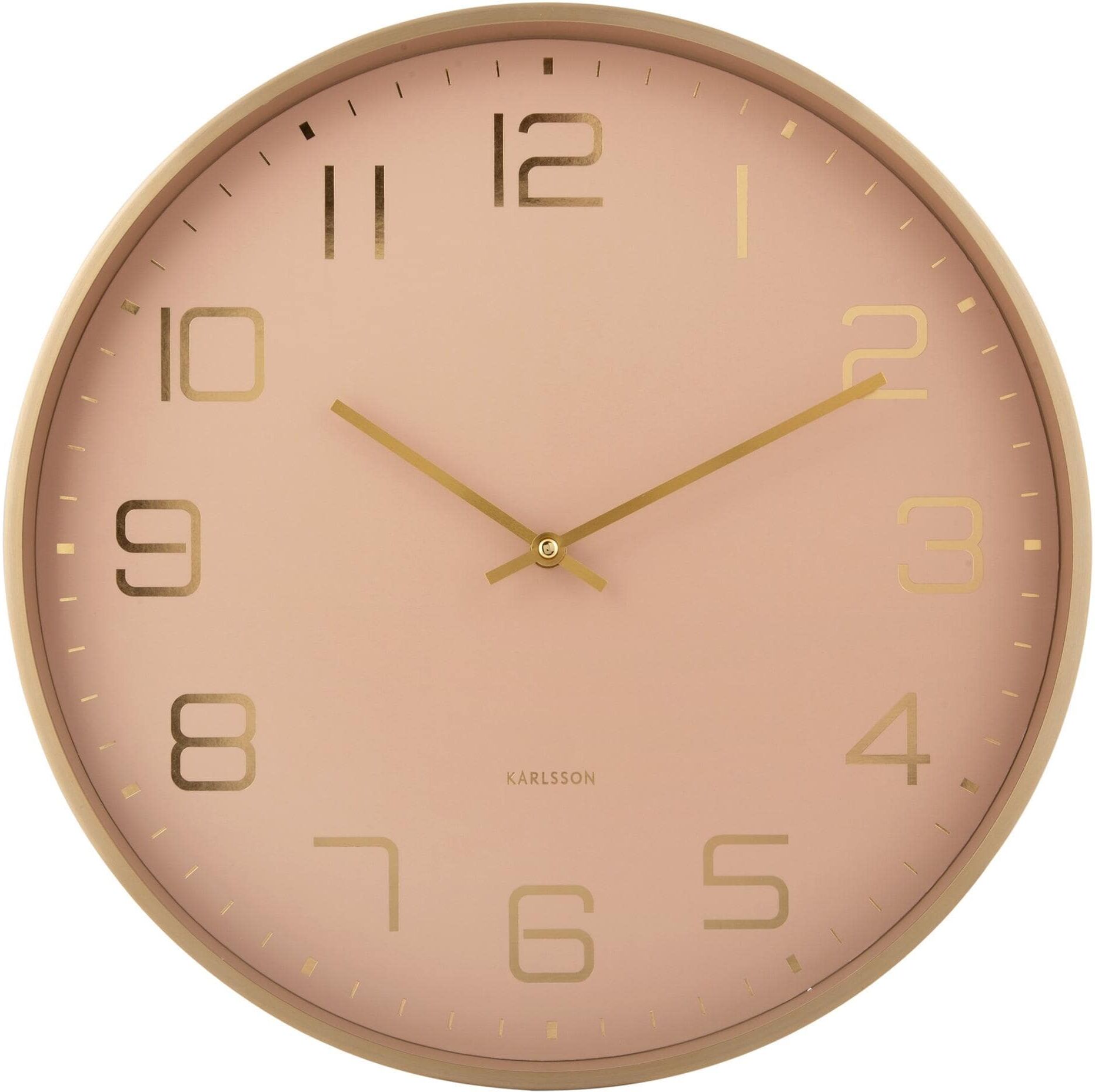 Wanduhr KARLSSON "Elegance Glow", braun (hellbraun), Wanduhren, Ø 40cm, Wanduhr, T:4,2cm hellbraun Ø 40cm