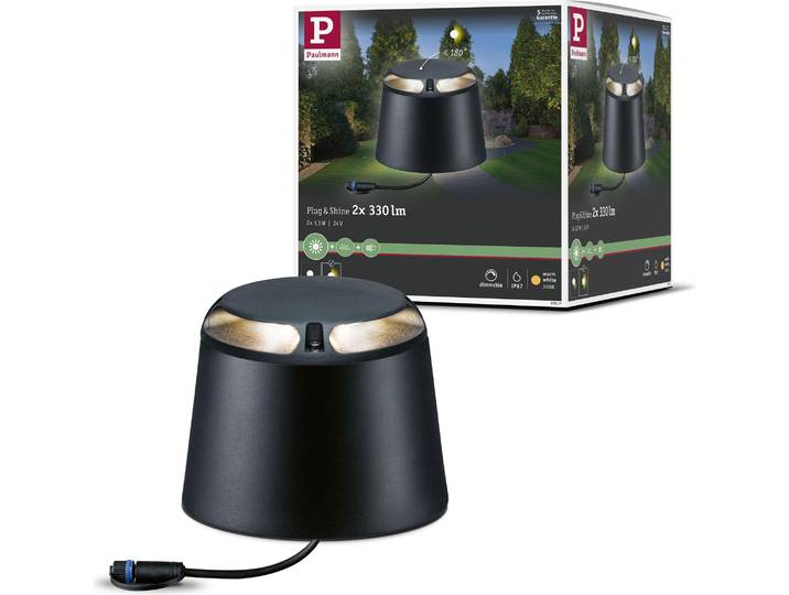 Paulmann Plug & Shine LED Bodenaufbauleuchte Warmweiß Einzelspot Zweifacher Lichtaustritt, 180°