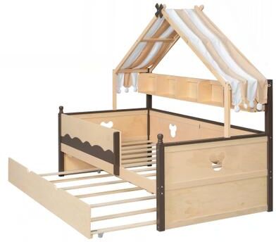 Twin Size House-Shaped Daybed with Built-In Bookshelf
