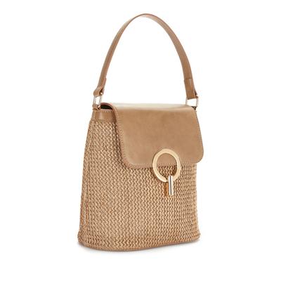 Umhängetasche LASCANA "Schultertasche, Strandtasche, Tragetasche, Korbtasche, Crossbody Bag", Damen, Gr. B/H/T: 22cm x 20cm x 7cm, grau (taupe), Kunststoff, Lederimitat, Strukturmuster, unifarben, Taschen Umhängetasche, Handtasche Damen zum Umhängen...