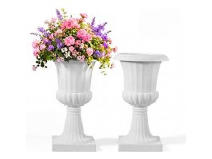 VEVOR Blumenspindel aus Kunststoff, 40x67 cm, 2er-Pack, Pflanzpokal. Pflanzkübel, Pflanzschale, weiße Blumentöpfe, für die Veranda, Hochzeit, Party, Zuhause, Bühne, Balkon, Terrassendekoration