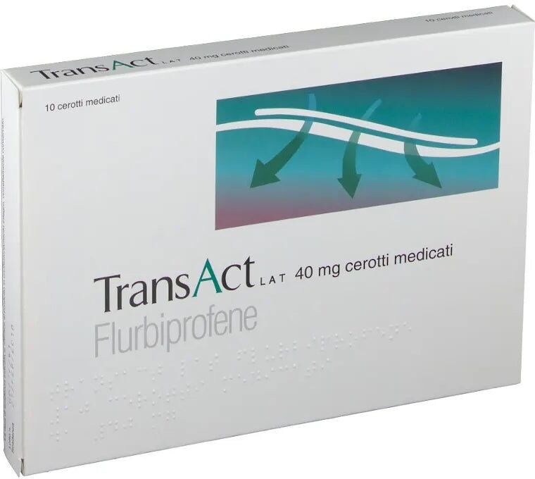 Recordati Transact Lat 10 Cerotti Antidolorifici Flurbiprofene 40 mg
