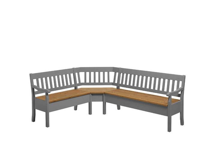 Eckbank Boston I 213cm Grau/Kiefer Laugenfarbig/Kiefer Grau