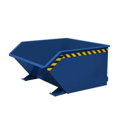 Eichinger-Industrie Kippbehälter, niedrige Bauhöhe, 300 l, bis 1500 kg, Scheren-Kipp-Mechanismus, Stahl, enzianblau RAL 5010