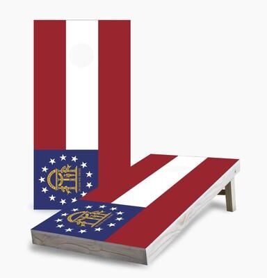 Skip's Garage Georgia State Flag Regulation 2x4 Cornhole Game Set
