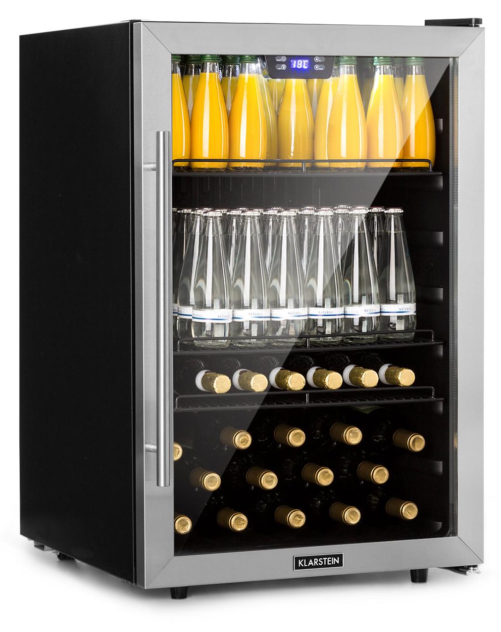 Klarstein Mini Kühlschrank mit Glastür, Mini-Kühlschrank für Zimmer, Getränkekühlschrank Klein mit Verstellbaren Ablagen, Kleiner Kühlschrank 147 Liter, Indoor/Outdoor Kühlschrank Leise