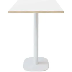 RestooTab - Stehtisch Round weiß 60x60cm Dekor weiß Kanten in Holzoptik