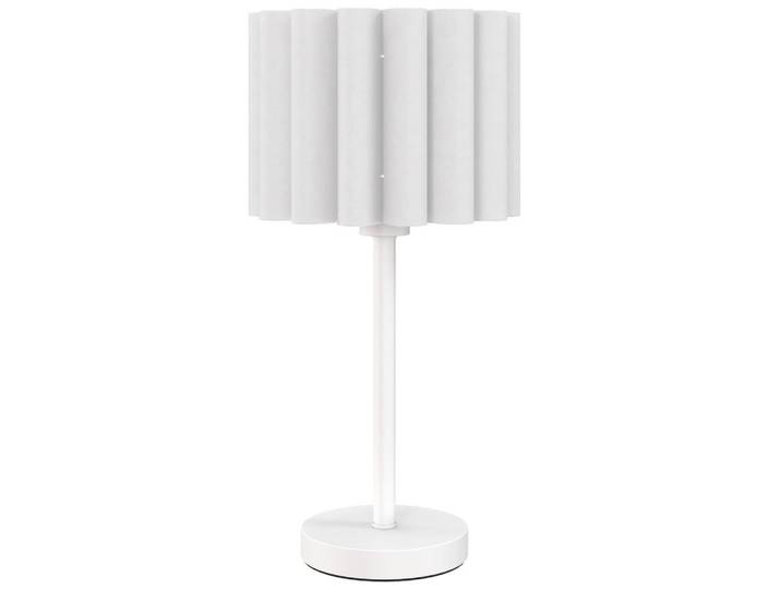 Homcom Tischlampe mit Wellen-Lampenschirm exkl. Glühbirne 25 cm, Weiß, Kunststoff, E27, 25x48.5x25 cm, Lampen & Leuchten, Innenbeleuchtung, Tischlampen