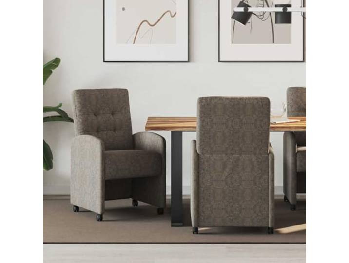 KTHLBRH Esszimmerstühle mit Rollen 2 STK. Kunstwildleder Dunkelgrau Ergonomisch, gepolsterter Schaumstoff, flache Armlehnen, Innenbereich, einfacher Zusammenbau